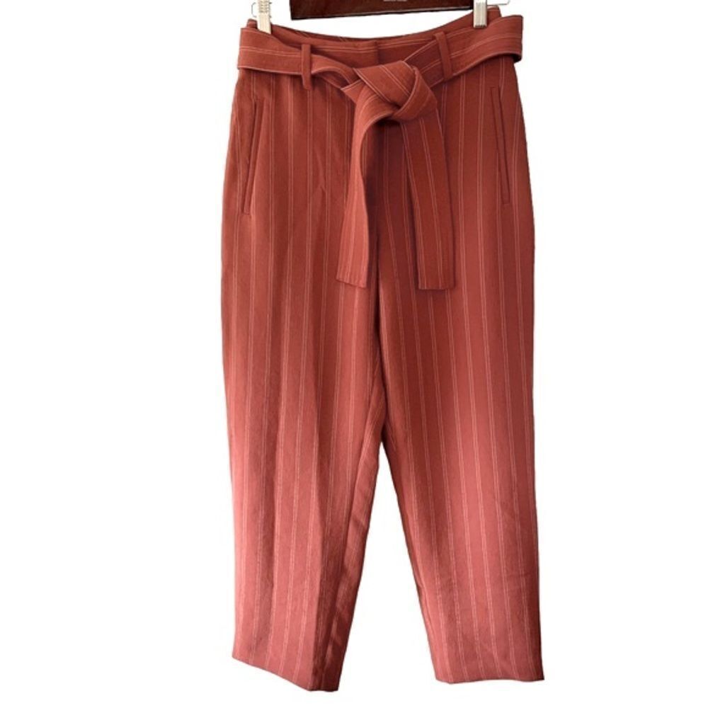 Aritzia Wilfred Tie Front Pinstripe High Waisted Pant Rust Copper Size 4